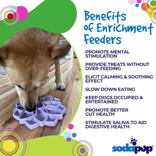 Mandala Softie eTray Shallow Slow Feeder Dog Bowl with Suction Cups