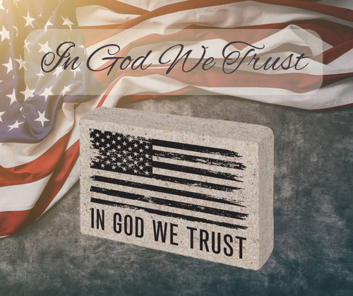 Plaque Block Cast Stone In God We Trust