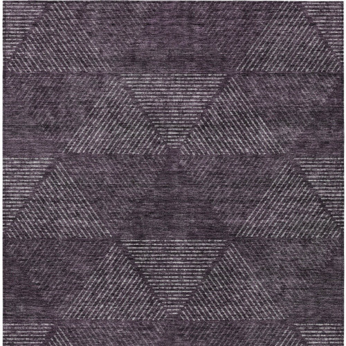 10' X 14' Eggplant Purple And Gray Geometric Washable Indoor Outdoor Area Rug
