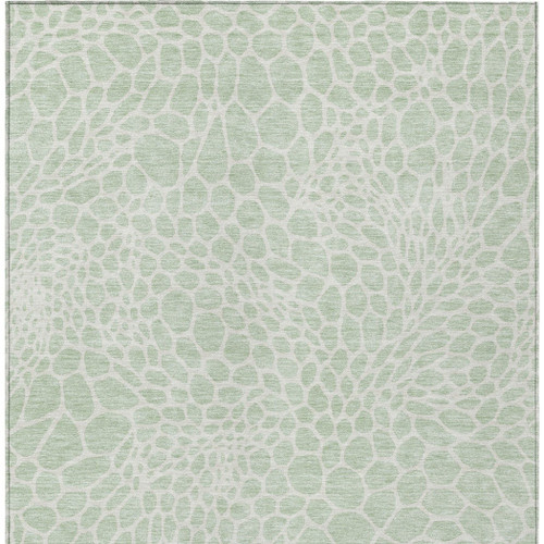 10' X 14' Mint Green And Ivory Geometric Washable Indoor Outdoor Area Rug