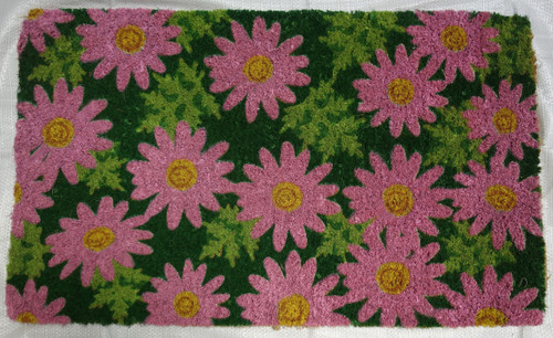 18" X 30" Pink and Green Coir Floral Outdoor Spring Door Mat