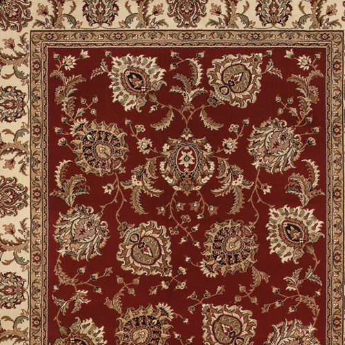 7' X 10' Red And Ivory Oriental Area Rug