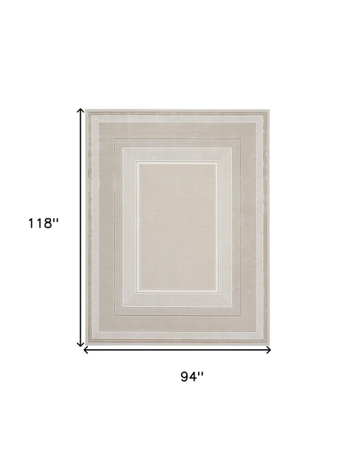 8' X 10' Ivory and Gray Geometric Non Skid Area Rug