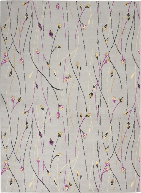 6' X 9' Gray and Pink Floral Power Loom Area Rug