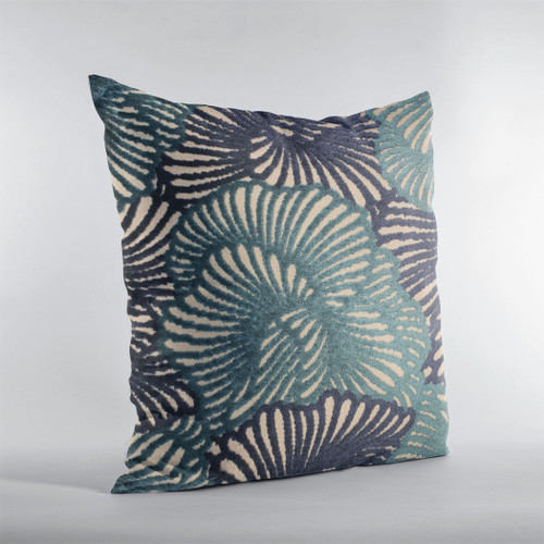 Plutus Blue Plush Damask Luxury Throw Pillow
