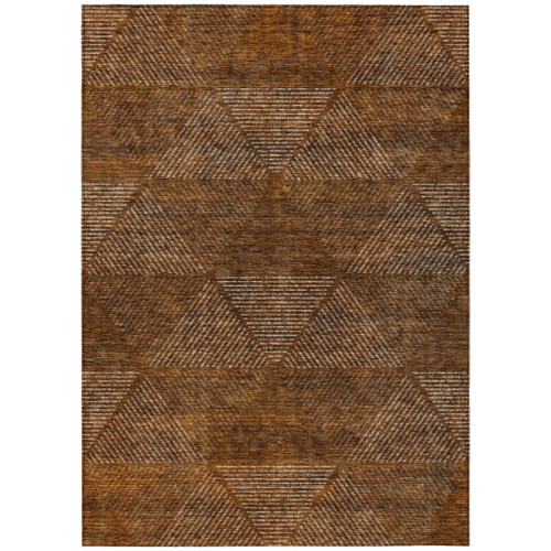 10' X 14' Terra Cotta Copper And Beige Geometric Washable Indoor Outdoor Area Rug