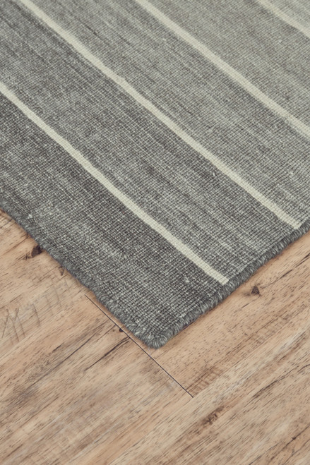 5' X 8' Gray Wool Striped Hand Woven Area Rug