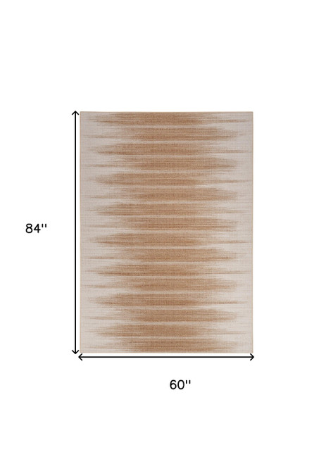 5' X 7' Brown Ombre Distressed Non Skid Area Rug