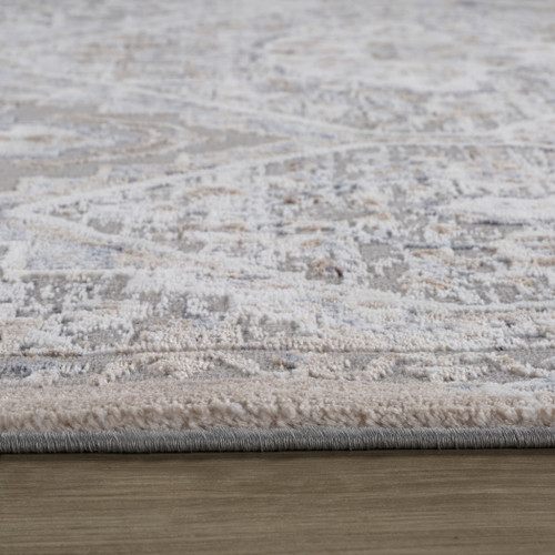 7' X 10' Blue and Gray Oriental Distressed Area Rug