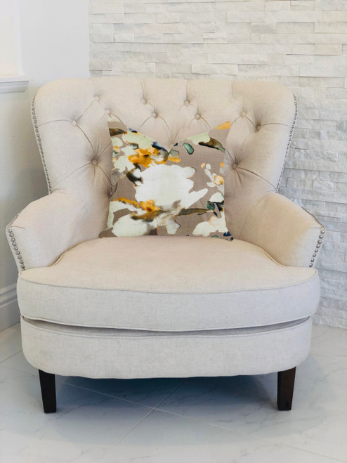 Plutus Maya De Aqua Floral Multi Color Luxury Throw Pillow 