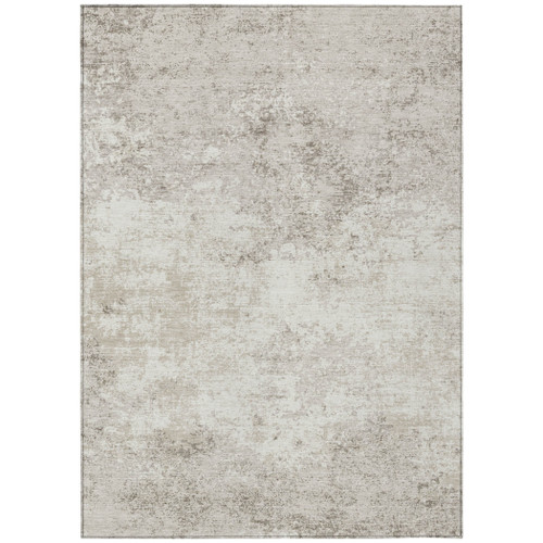 9' X 12' Ivory And Beige Abstract Washable Indoor Outdoor Area Rug