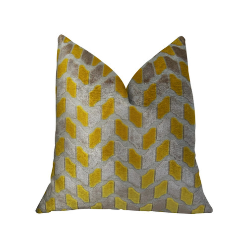 Plutus Gold Snow Copper and Taupe Handmade Luxury Pillow