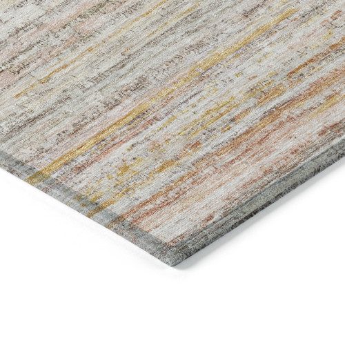9' X 12' Terra Cotta Striped Washable Indoor Outdoor Area Rug
