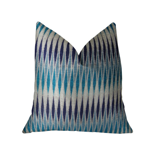 Plutus Wavering Blues Navy Blue and White Handmade Luxury Pillow