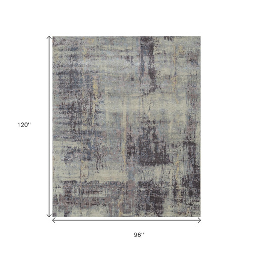 8' X 10' Purple Abstract Hand Knotted Area Rug