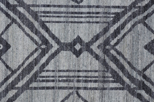 2' X 3' Gray and Blue Wool Geometric Hand Knotted Area Rug