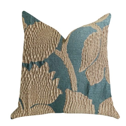 Plutus Golden Arabella Vine in Green and Gold Luxury Throw Pillow 
