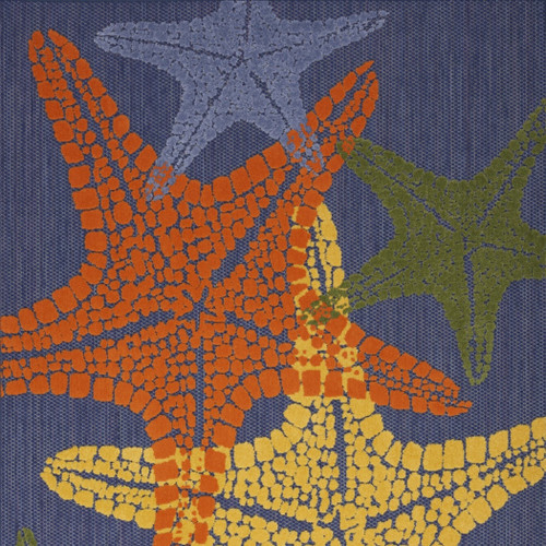 6' X 9' Blue Yellow And Orange Starfish Indoor Outdoor Area Rug