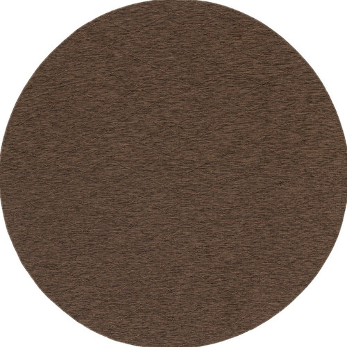 8' Dark Brown And Brown Round Geometric Indoor Outdoor Area Rug
