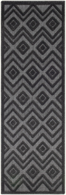 6' Charcoal And Black Geometric Indoor Outdoor Area Rug