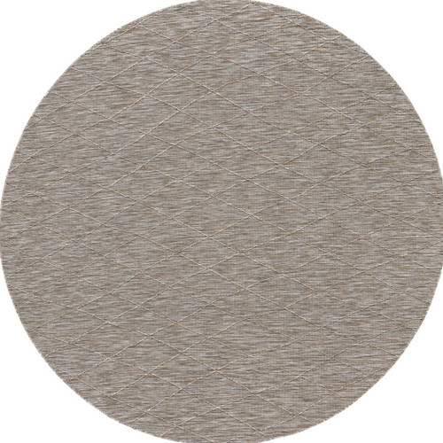 8' Gray And Light Gray Round Geometric Indoor Outdoor Area Rug