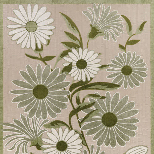 8' X 11' Ivory And Green Floral Indoor Outdoor Area Rug