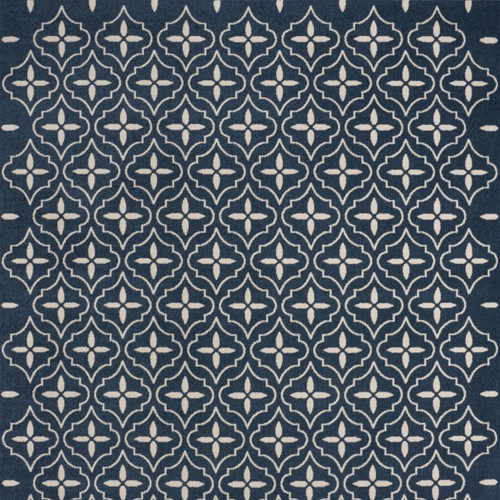 8' X 10' Navy Blue And Ivory Geometric Indoor Outdoor Area Rug