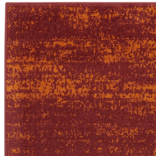8' Red And Orange Abstract Indoor Outdoor Runner Rug