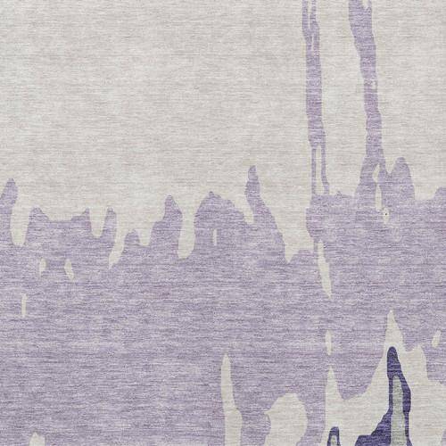 3' X 5' Purple And Ivory Abstract Washable Indoor Outdoor Area Rug