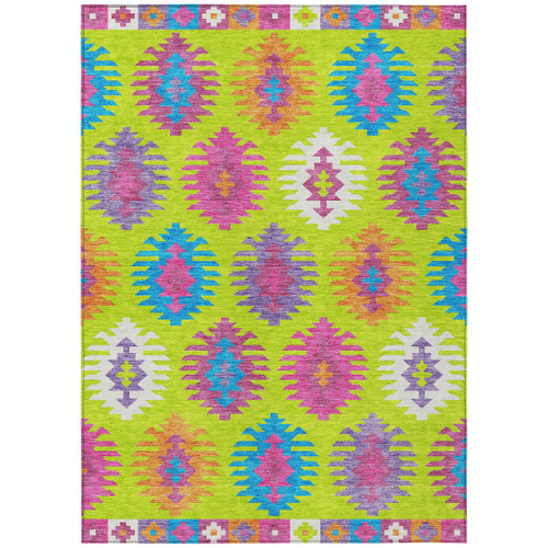 3' X 5' Lime Green Pink And Purple Southwestern Washable Indoor Outdoor Area Rug
