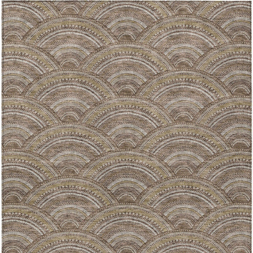 3' X 5' Brown Beige And Taupe Geometric Washable Indoor Outdoor Area Rug