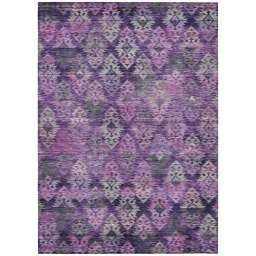 3' X 5' Eggplant Plum And Lavender Aztec Washable Indoor Outdoor Area Rug