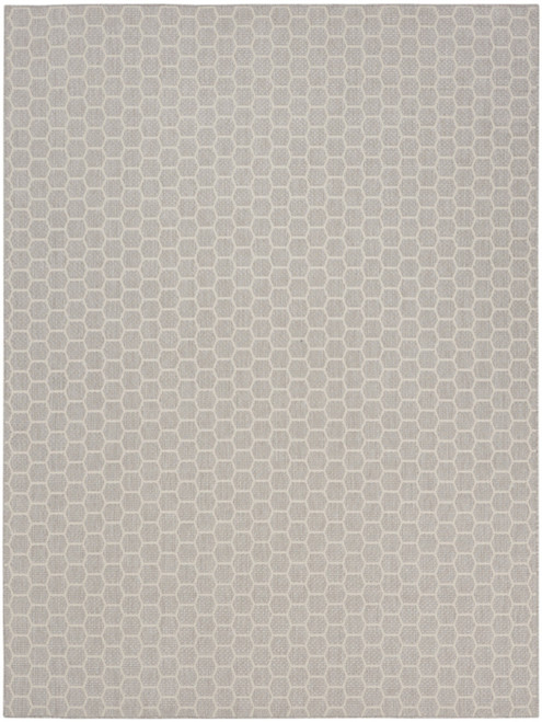 8' X 10' Gray And Ivory Geometric Indoor Outdoor Area Rug