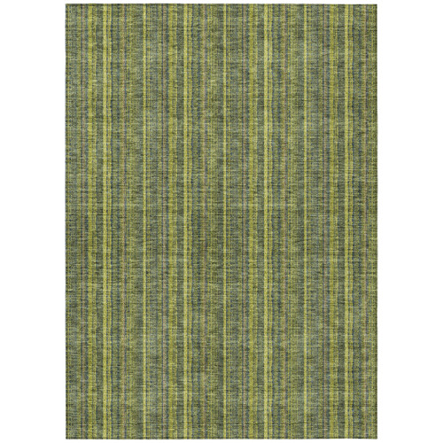 3' X 5' Olive Green And Lime Green Striped Washable Indoor Outdoor Area Rug