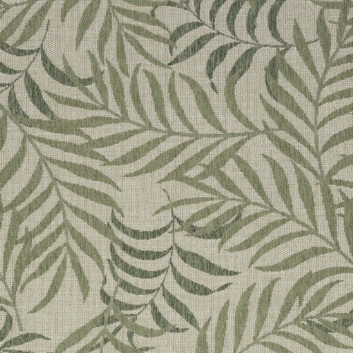4' X 6' Ivory And Green Palm Leaf Indoor Outdoor Area Rug