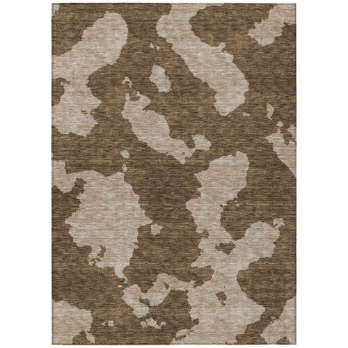 3' X 5' Brown And Beige Abstract Washable Indoor Outdoor Area Rug