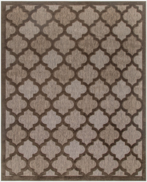 8' X 10' Dark Brown And Light Brown Trellis Indoor Outdoor Area Rug