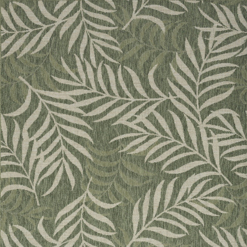 6' X 9' Green And Ivory Palm Leaf Indoor Outdoor Area Rug