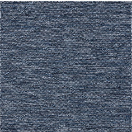 3' X 5' Navy Blue And Ivory Geometric Indoor Outdoor Area Rug
