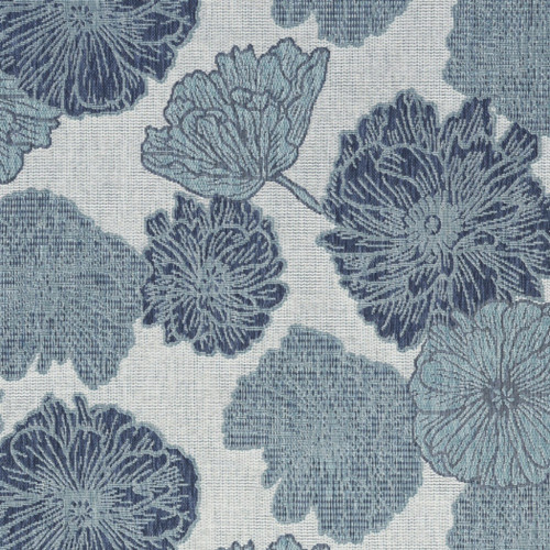 6' X 9' Navy Blue And Ivory Floral Indoor Outdoor Area Rug
