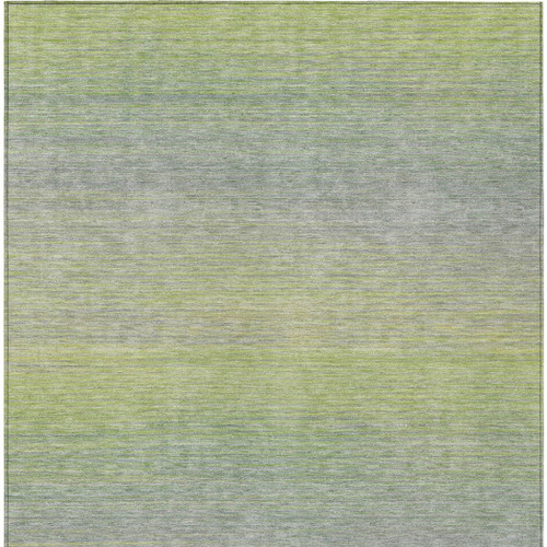 9' X 12' Artichoke Green Striped Washable Indoor Outdoor Area Rug
