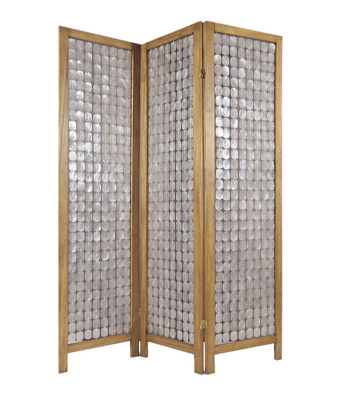 71" Clear Folding Three Panel Screen Room Divider