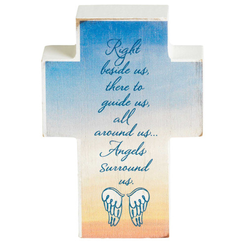 Tabletop Plaque Cross Angel Surround 