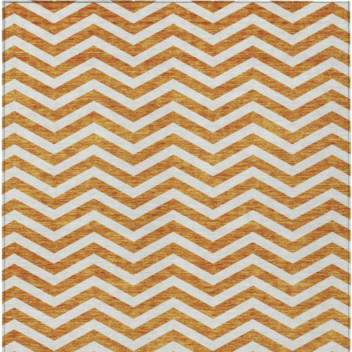 3' X 5' Orange And Beige Chevron Washable Indoor Outdoor Area Rug