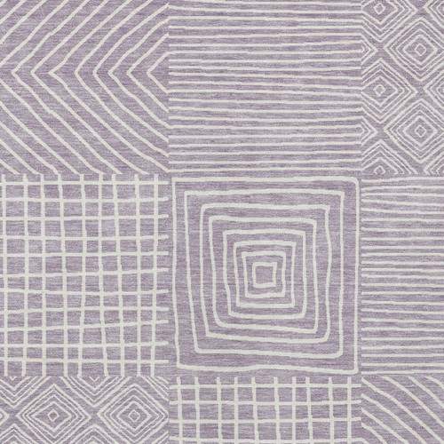 3' X 5' Lavender And Ivory Geometric Washable Indoor Outdoor Area Rug