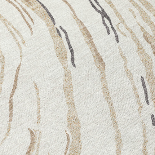 5' X 8' Ivory Beige And Brown Abstract Washable Indoor Outdoor Area Rug