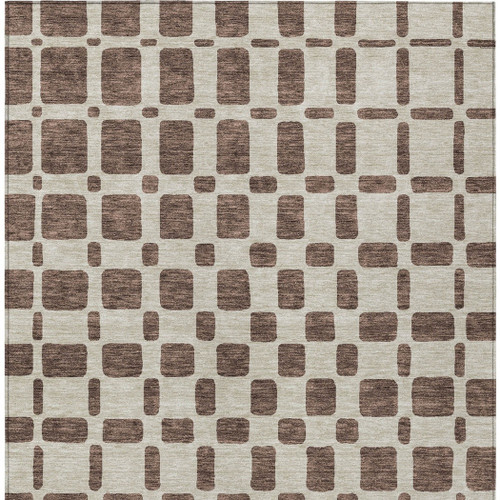 3' X 5' Brown And Beige Geometric Washable Indoor Outdoor Area Rug