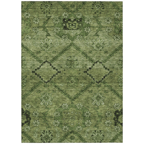 3' X 5' Olive Green Fern Green And Artichoke Green Floral Washable Indoor Outdoor Area Rug