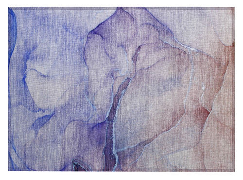 2' X 3' Blue and Brown Abstract Washable Non Skid Indoor Outdoor Area Rug