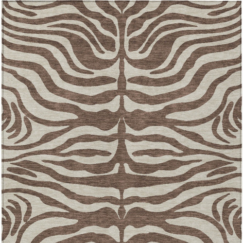 5' X 8' Brown And Beige Animal Print Washable Indoor Outdoor Area Rug